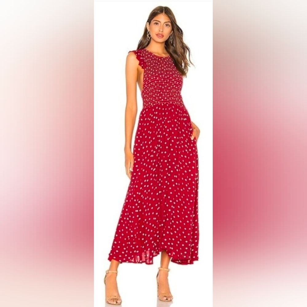 Free People Chambray Butterflies Midi Dress | Size M EUC